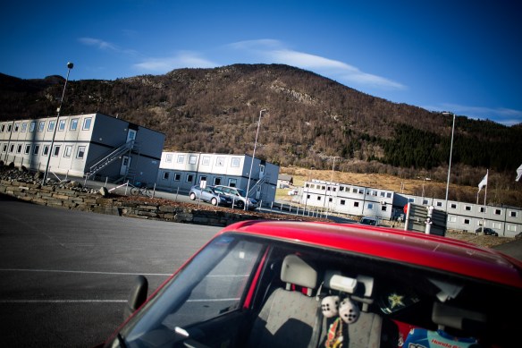 Ølen #4. Behind the shipyard temporary housing units reach far into the hills